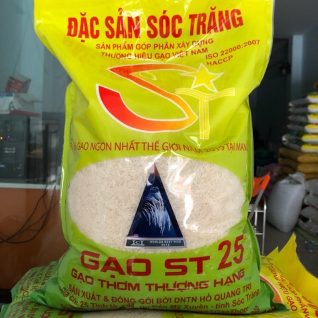 Gạo Thơm ST25 Túi 5Kg - Đạt Giải Gạo Ngon Nhất Thế Giới Năm 2019- Đặc Sản Sóc Trăng