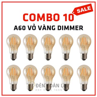 Combo 10 bóng A60 vỏ vàng nắng có dimmer cực đẹp - Đèn Toàn Lợi