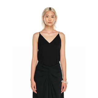 Áo lụa đen hai dây Aspirin Matte Silk Camisole