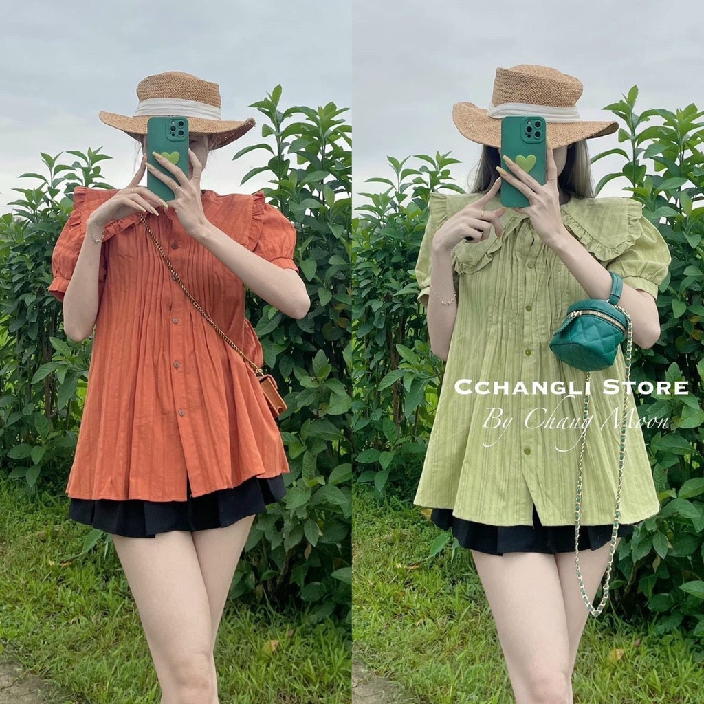 Sét bộ áo lụa quần vải tapta from cao cấp xịn sò áo cổ bèo dáng rộng xinh 3 màu tôn dáng thích hợp đi dạo phố