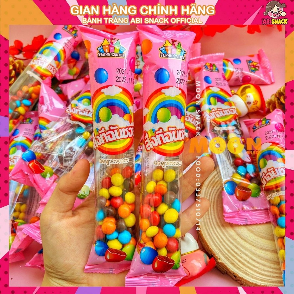 Set 2 gói kẹo Socola viên phủ hạt Funny Castle gói 20g-món ăn vặt tuổi trẻ-tuổi thơ