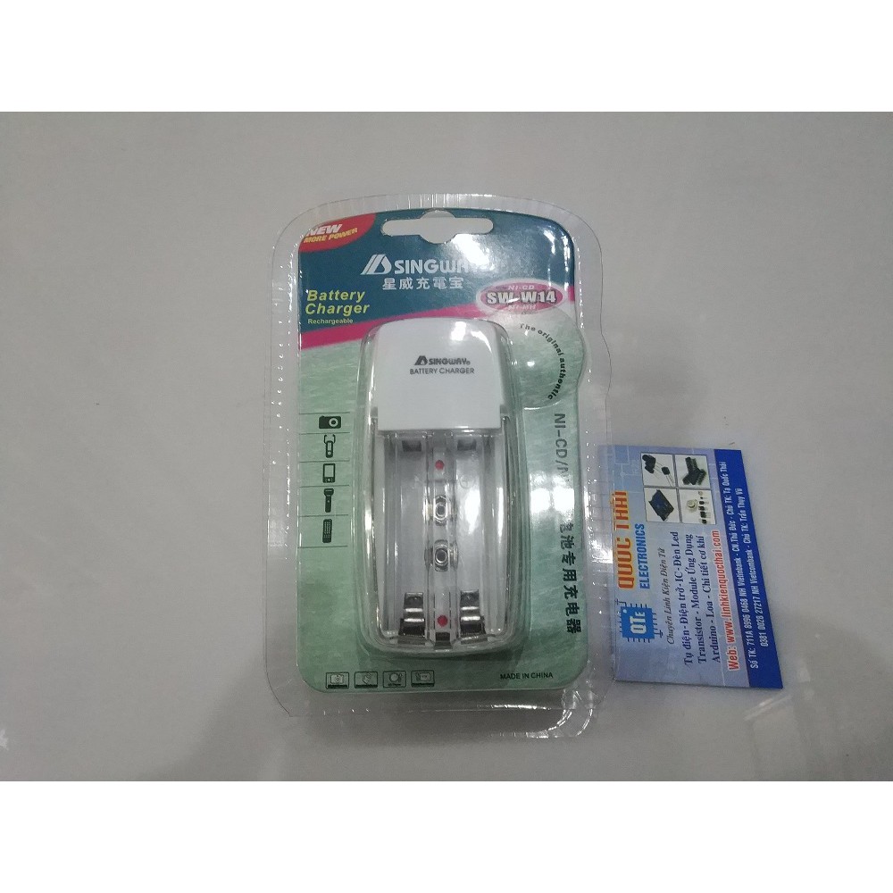 Bộ sạc 2 pin size AA 1,2v và 9v hiệu Singway (không tự ngắt)