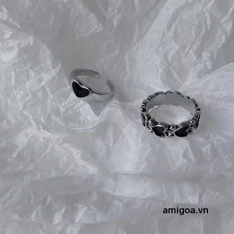 ✨✨màu bạc đơn giản mỏng khoét rỗng hình trái tim phụ kiện