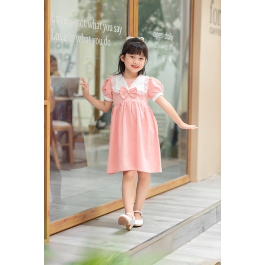 Có ảnh khách mặc và video, 7-30kg, váy cộc tay cho bé gái chất vải thô đũi MỀM và MÁT RƯỢI