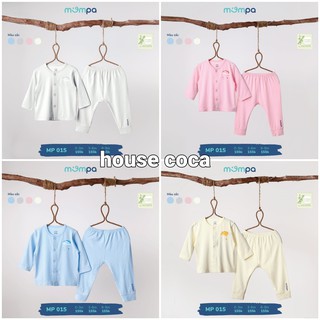 Bộ quần áo dài tay sơ sinh cúc giữa bamboo mompa