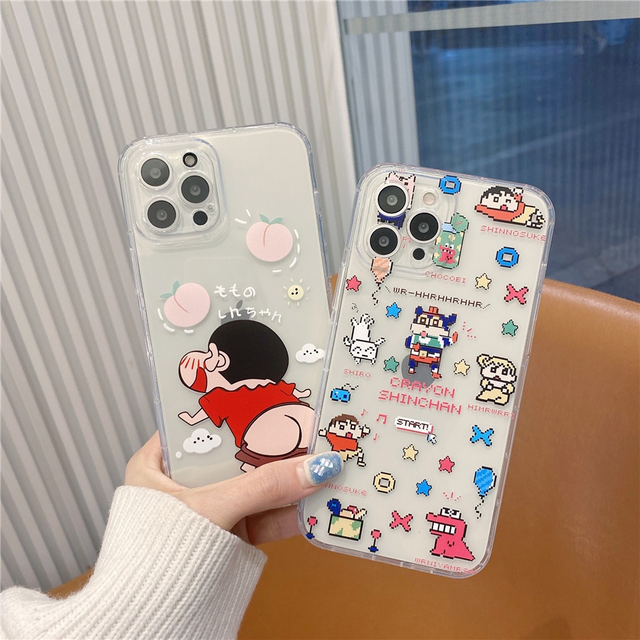 Doraemon Smile emoji Ốp lưng iPhone XR XS Max Soft Case Crayon Shin-chan iPhone 7 i6 i8+ phone Case iPhone 8 Plus Shockproof Phone cover Chibi Maruko-chan