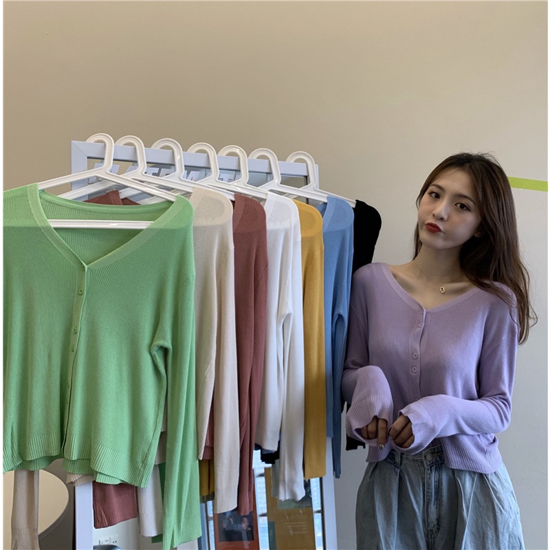 Áo nữ ZHELIHANGFEI dệt kim mỏng tay dài thời trang xuân thu 2022