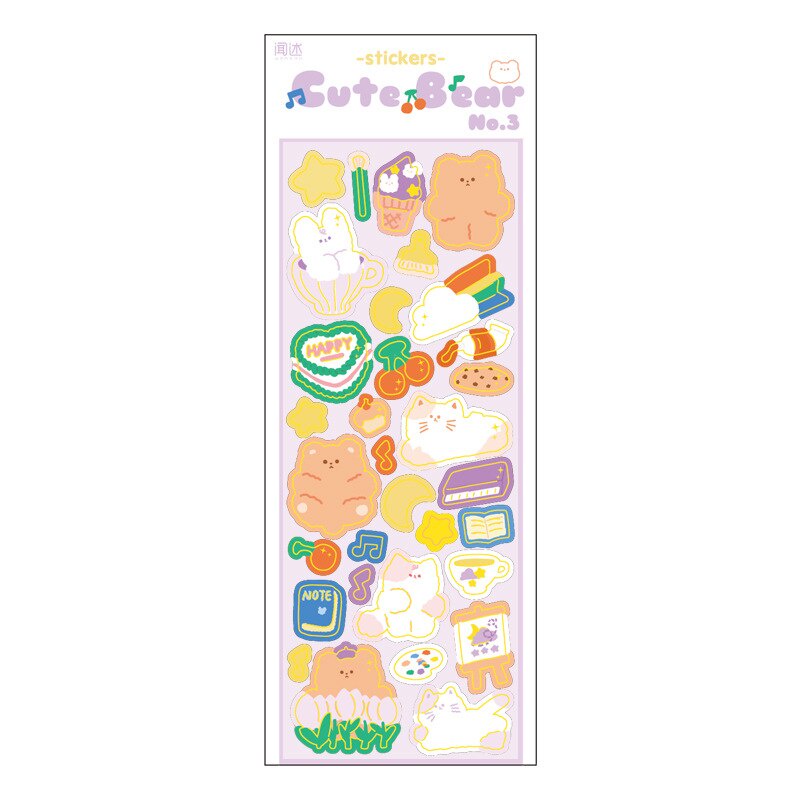 Tấm sticker dán pvc chống thấm nước hình gấu hoạt hình dễ thương