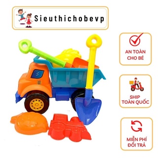 Đồ chơi cho bé xe chở cát, xe xúc cát cho bé nhiều phụ kiện kèm theo, nhựa an toàn
