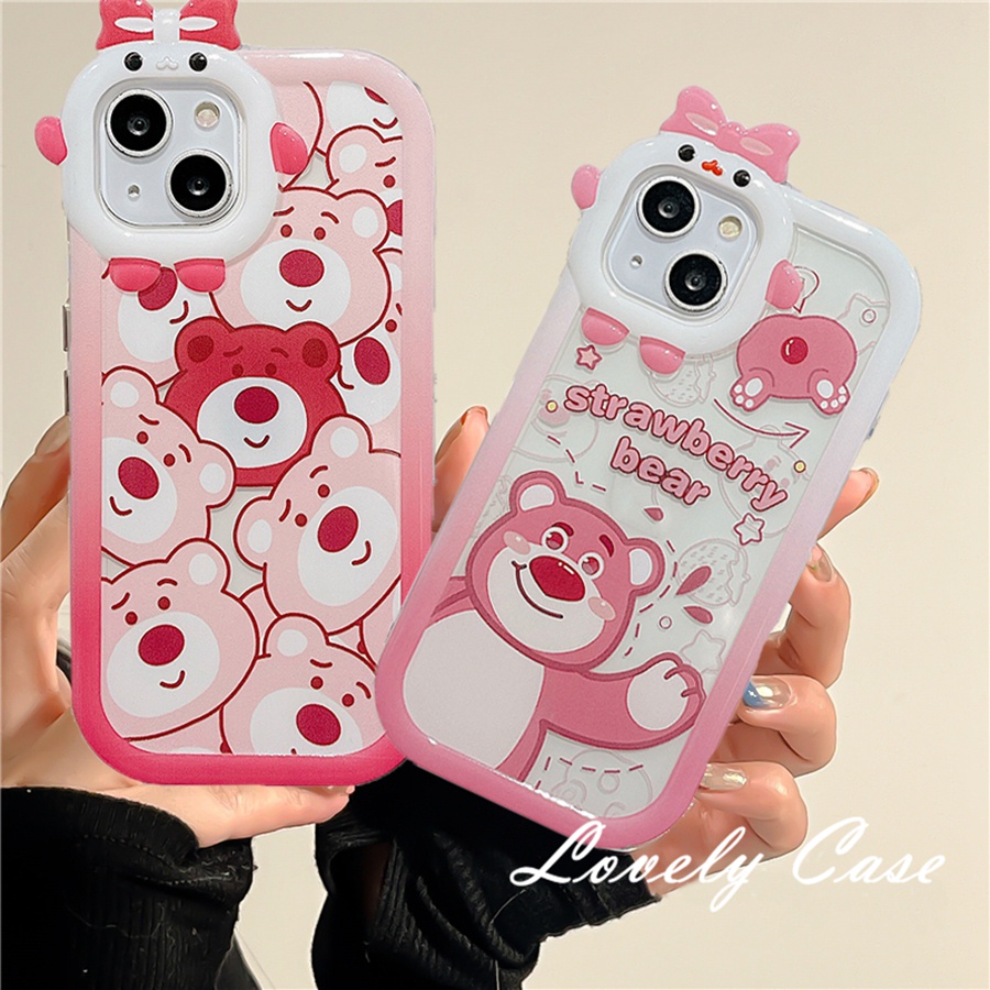 IPhone 14 13 12 11 Pro Max SE 2020 X Xr Xs Max 8 7 PlusỐp Điện Thoại Mềm Trong Suốt In Hình Gấu Hồng Cho