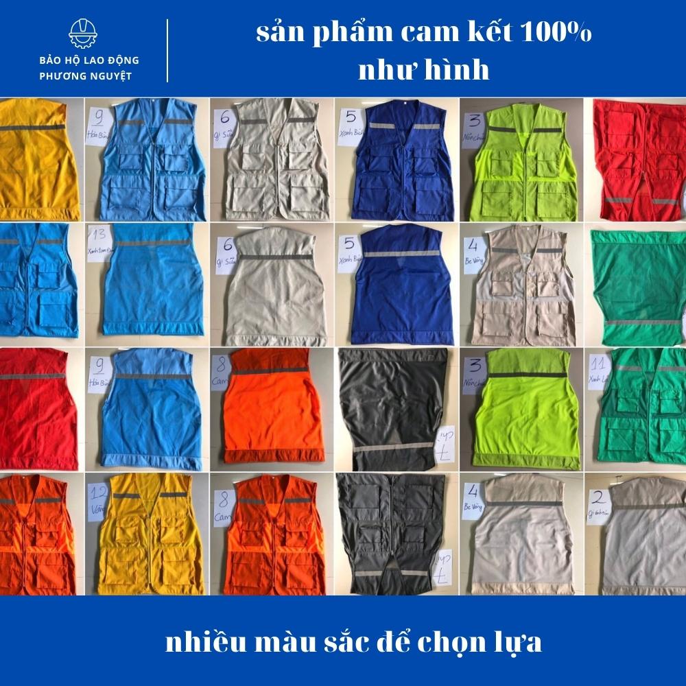 Áo gile bảo hộ, áo bảo hộ lao động chất liệu kaki và vải lưới thoáng mát - 4 túi hộp đựng đồ nhiều màu sắc