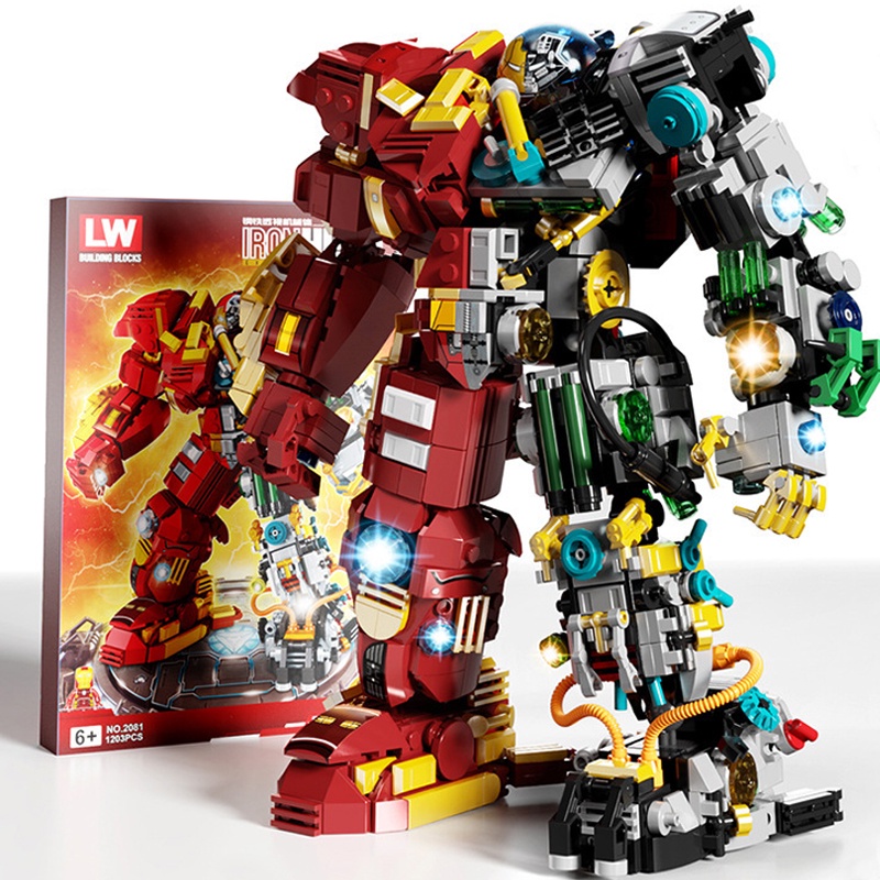 Đồ chơi Lắp ráp Mô hình siêu anh hùng người sắt LW 2081 Marvel Super Heroes Avengers Lron Man Mecha Hulkbuster