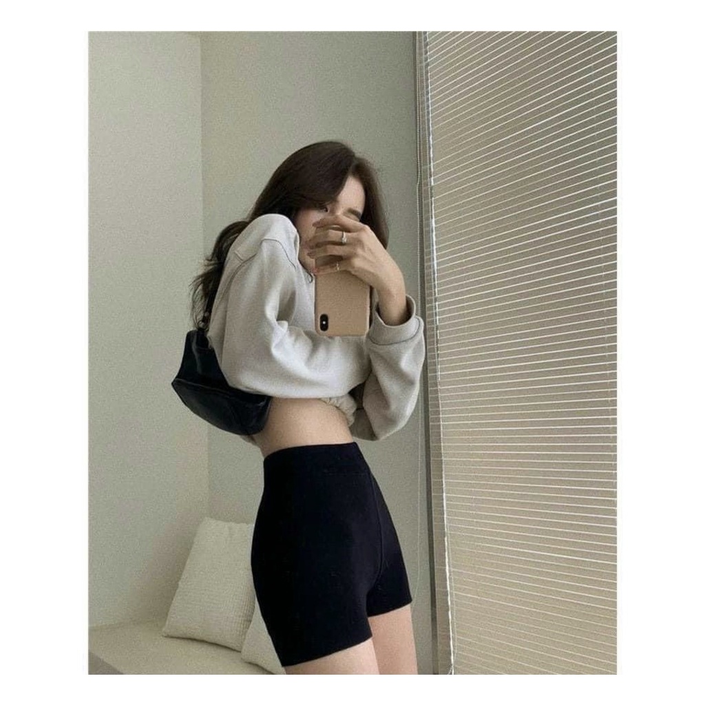 Quần legging đùi ngắn nữ biker short ôm bó vải cotton co giãn Geleva LEG426