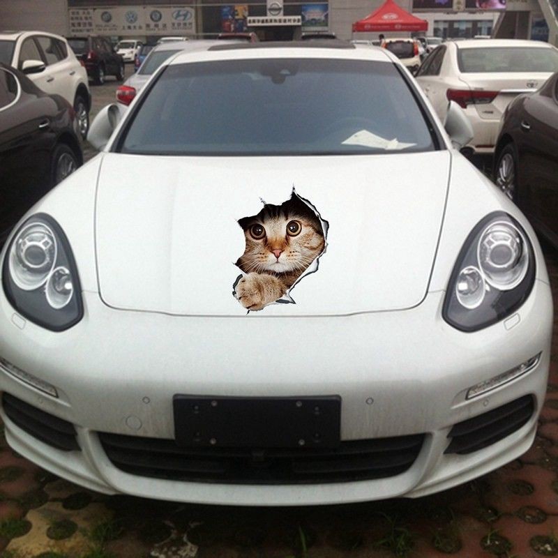 Hình dán con mèo 3D trang trí xe hơi