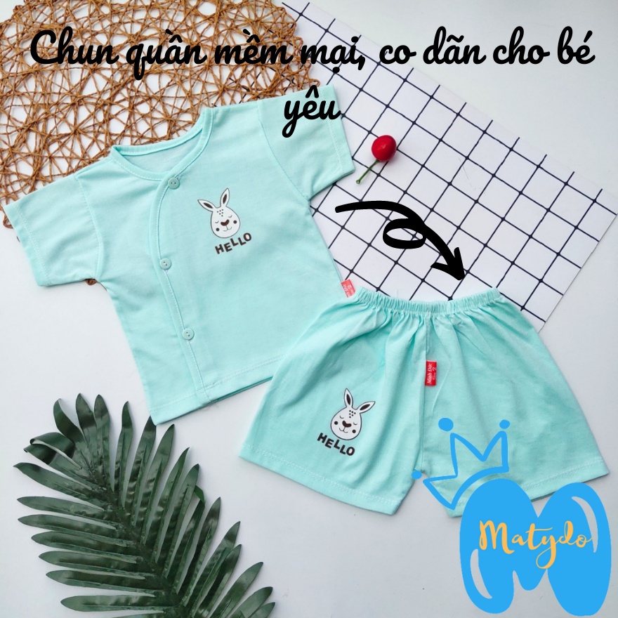 Quần áo sơ sinh ngắn tay cho bé trai bé gái mùa hè giá rẻ đồ sơ sinh cho bé HELLO cộc cúc chéo
