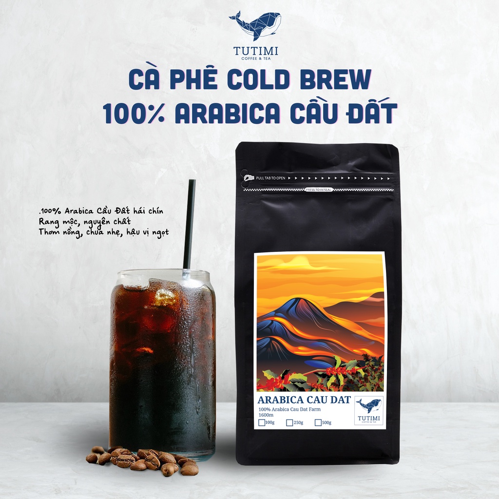 Cà phê Cold Brew, hand drip 100% Arabica Cầu Đất, chua thanh, hậu ngọt, hương trái cây chín