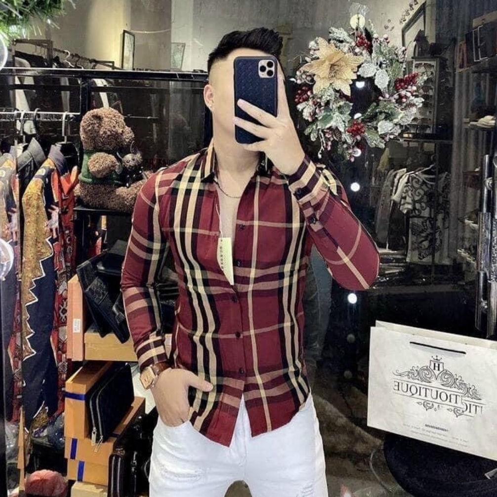 [Mã FAMAYMA2 giảm 10K đơn 50K] Áo Sơ Mi Nam Tay Dài đẹp hàn quốc DR368XM Sọc Caro Đỏ Vàng | BigBuy360 - bigbuy360.vn