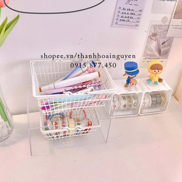 Rổ sắt màu trắng có tay cầm xinh xắn tiểu thư ( Giỏ rổ đi picnic xinh xắn )