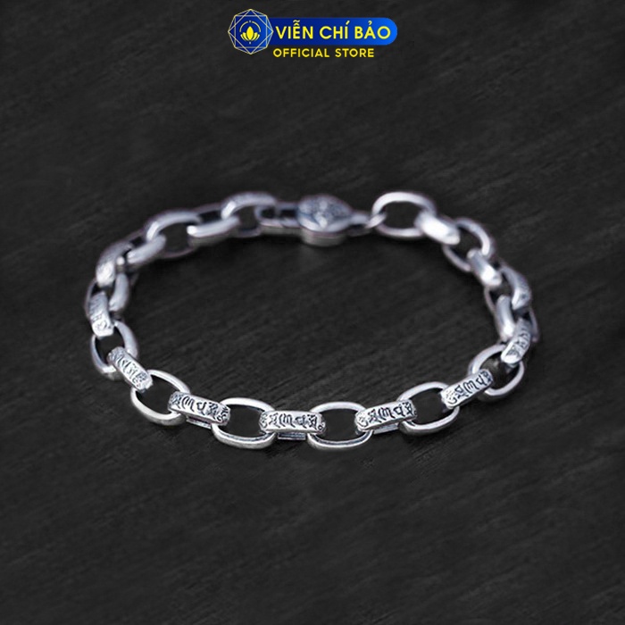 Lắc tay bạc nam Lục Tự Đại Minh Chú Chùy Kim Cang chất liệu bạc Thái 925 phụ kiện trang sức Viễn Chí Bảo L100261