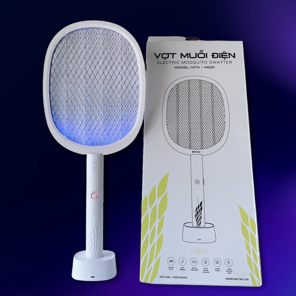 Vợt muỗi Matika MTK-MQ21 có đèn LED tím thu hút muỗi, tự bắt muỗi
