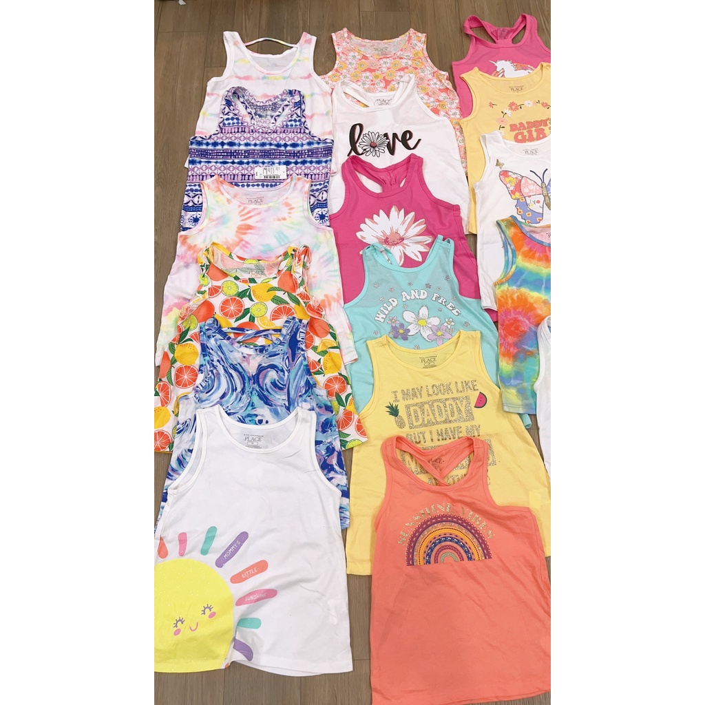 Áo thun bé gái Place sát nách mùa hè  cotton hình elsa ngựa pony áo thun xuất xịn