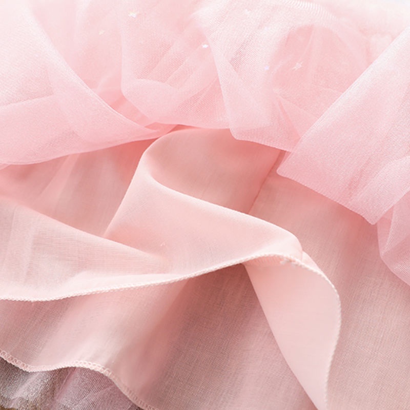 Đầm Công Chúa Kẻ Sọc Phối Ren Lưới Mùa Hè Hàn Quốc Mới Cho Bé Gái