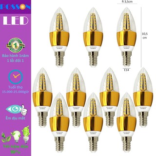Giá tốt - 10 bóng đèn led nến 5w quả nhót đuôi e14 sáng trắng-vàng nắng posson lcp-5e14-14g