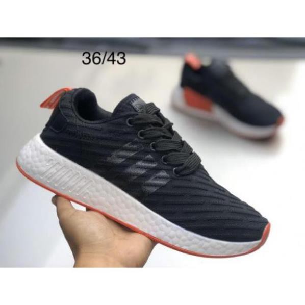 (Freeship+Full box) Giày NMD R2 🖤💨❤đen trắng đế đỏ B*&^ -vn11