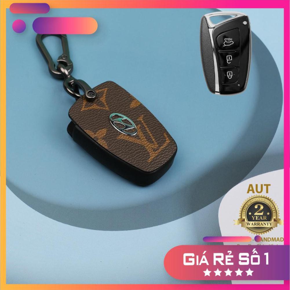 Bao da chìa khóa Hyundai SantaFe,Hyundai Genesis da Canvas L.V xẻ túi