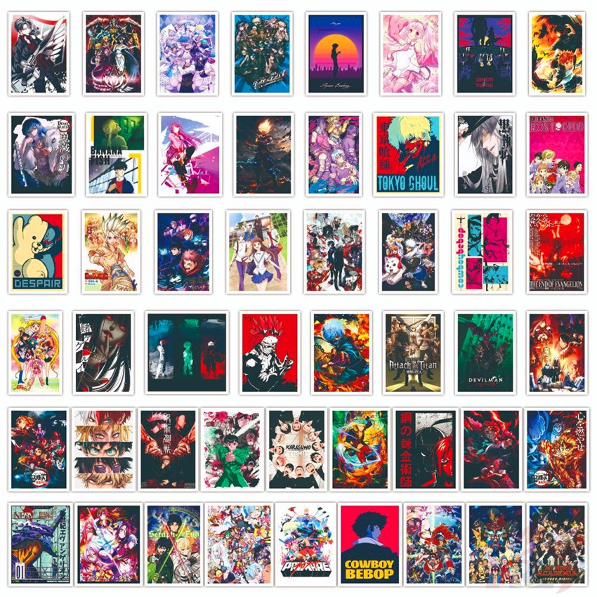 ❉ Comics Magazine Series 04 Shōnen Manga Mini Postcard Stickers ❉ 50Pcs/Set DIY Fashion Mixed Waterproof Doodle Decals Stickers