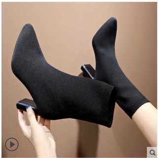 Bốt len cao cổ gót 9cm ⚡️andu store⚡️