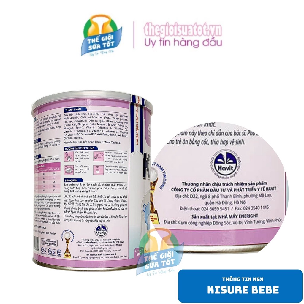 Sữa bột Kidsure BeBe 900g - Sữa Cho Trẻ Biếng Ăn Suy Dinh Dưỡng thegioisuatot