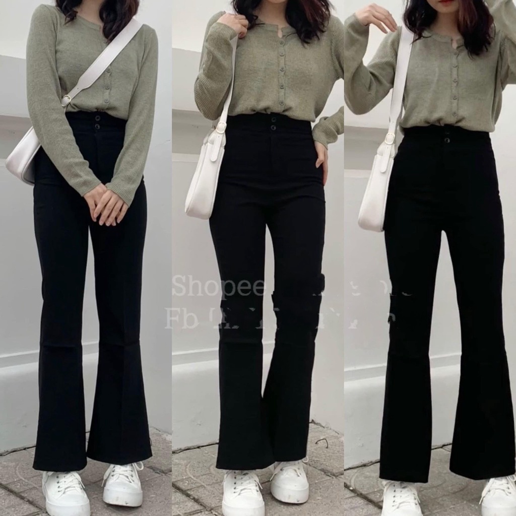 [Mã FAMARAL1 giảm 10K đơn 50K] Quần kaki jean ống loe tôn dáng cạp 2 cúc phong cách hàn quốc Xưởng Sỉ Nguyễn Hoa