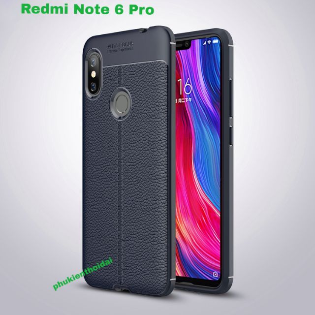 Ốp lưng Xiaomi Redmi Note 6 Pro chống sốc vân da hiệu Auto Focus
