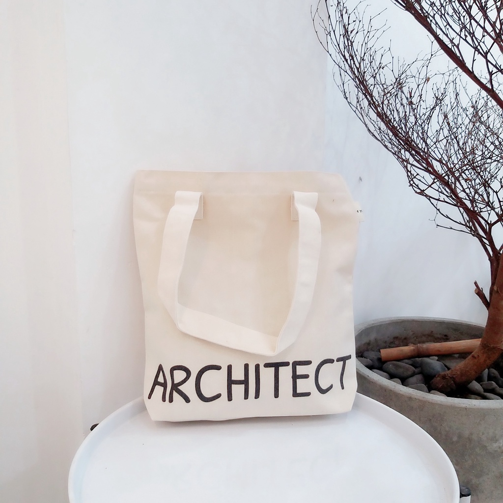 Túi tote ARCHITECT vải canvas mộc Tadi house vintage style