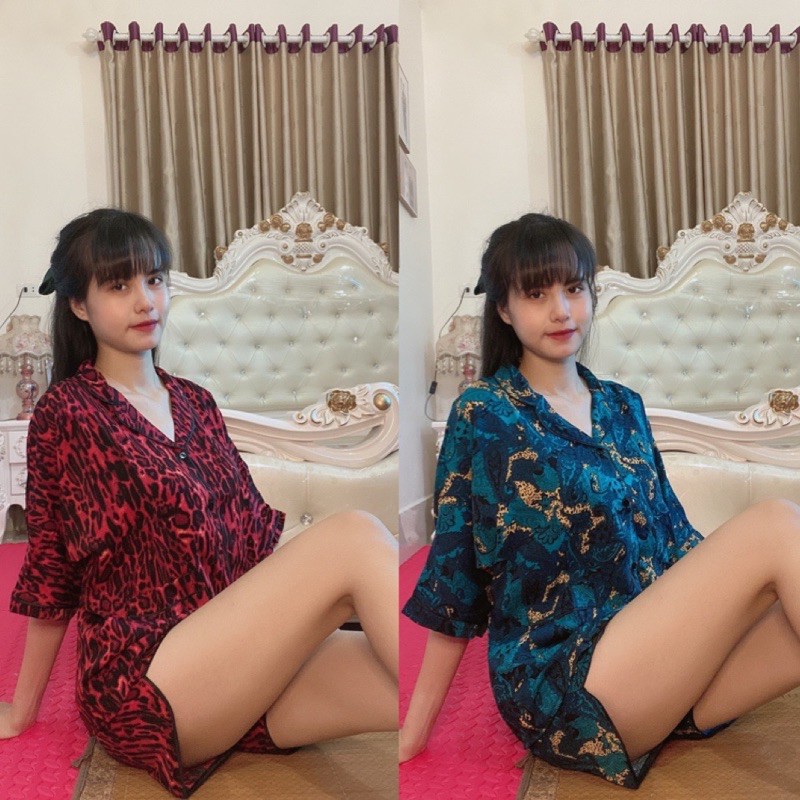 Bộ ngủ lụa cao cấp, PIJAMA lụa dáng dơi đùi | BigBuy360 - bigbuy360.vn