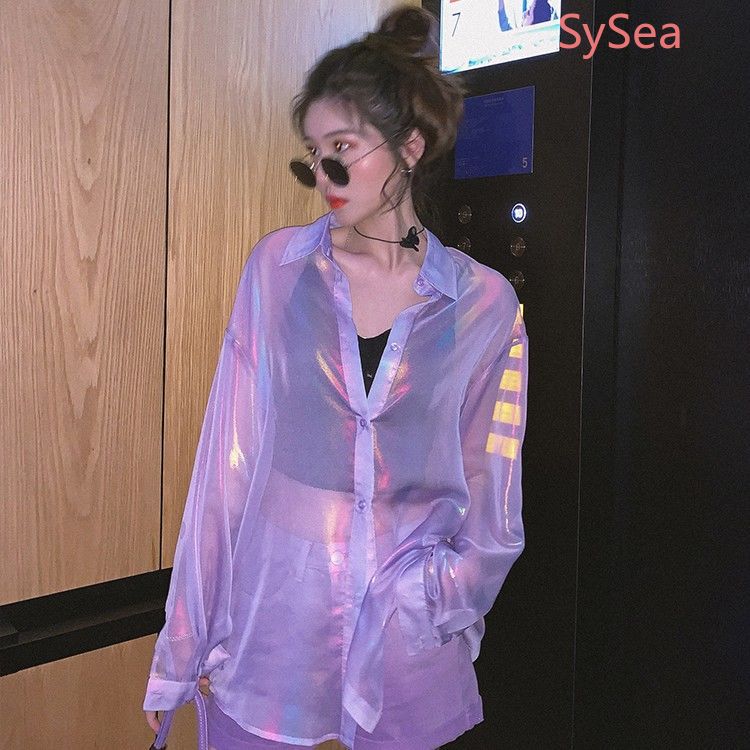 Áo Sơ Mi Mỏng Tay Dài Dáng Rộng Thời Trang Mùa Hè Dành Cho Bạn Nữ