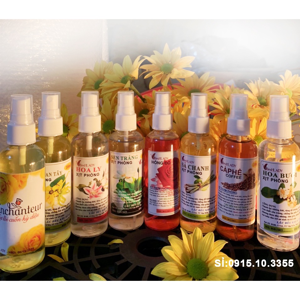 Chai Xịt thơm phòng BestLADY : SẢ CHANH - HOA HỒNG - HOA LY - HOA NHÀI -  LAVENDER....Hơn cả sự đẳng cấp!