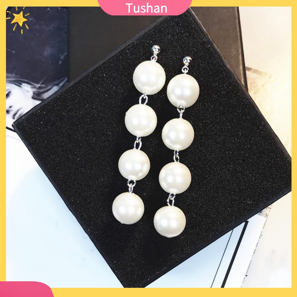 Khuyên Tai Dáng Dài Đính Ngọc Trai Nhân Tạo Thanh Lịch Cho Nữ