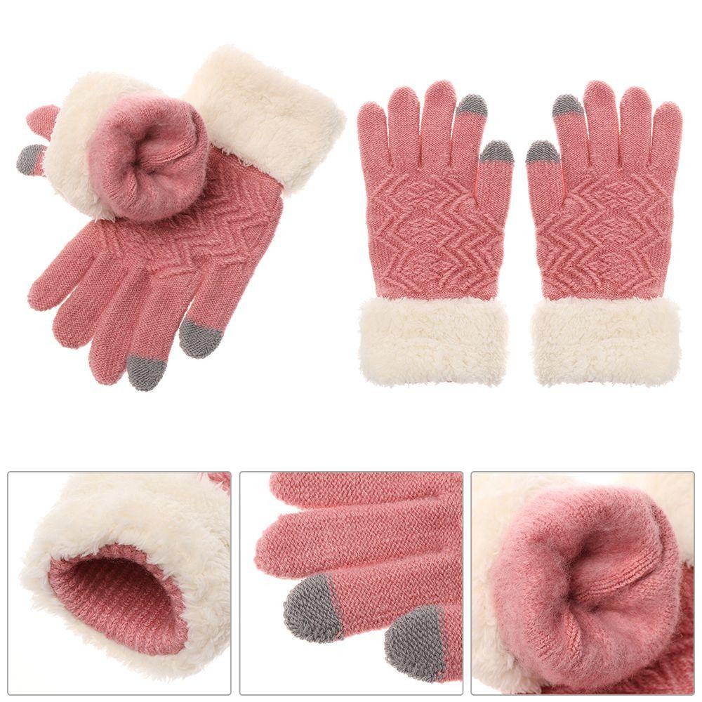 Găng Tay Dệt Kim Dày Mềm Mại Co Giãn Có Thể Dùng Màn Hình Cảm Ứng