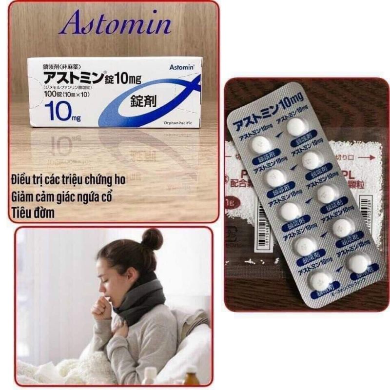 Viên uống hỗ trợ giảm viêm họng Astomin 10mg Nội địa Nhật Bản