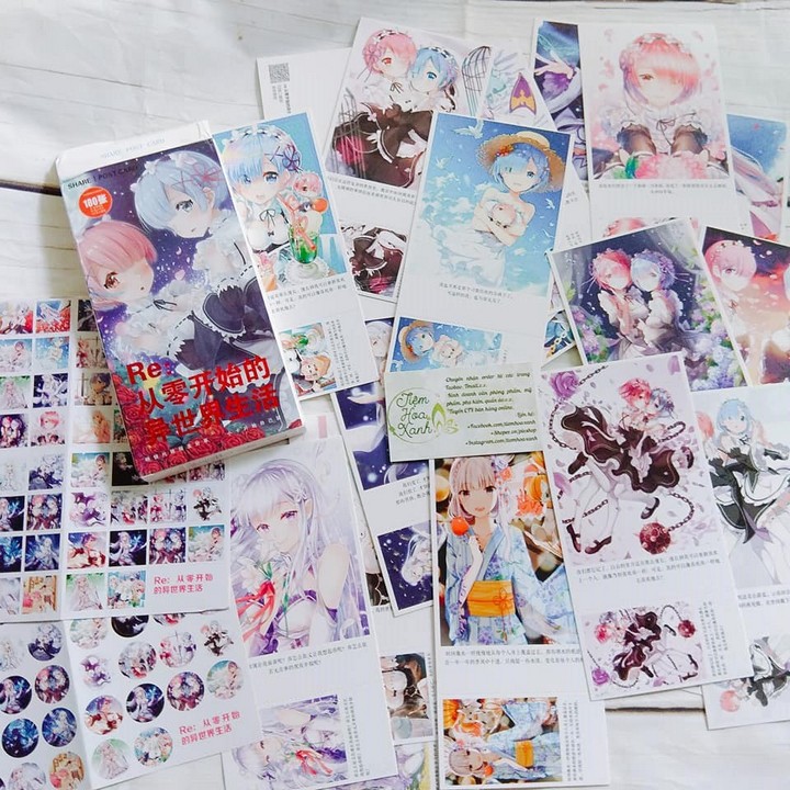 Postcard Re:Zero − Bắt đầu lại ở thế giới khác hộp ảnh bộ ảnh có ảnh dán + lomo + postcard bưu thiếp anime chibi | BigBuy360 - bigbuy360.vn