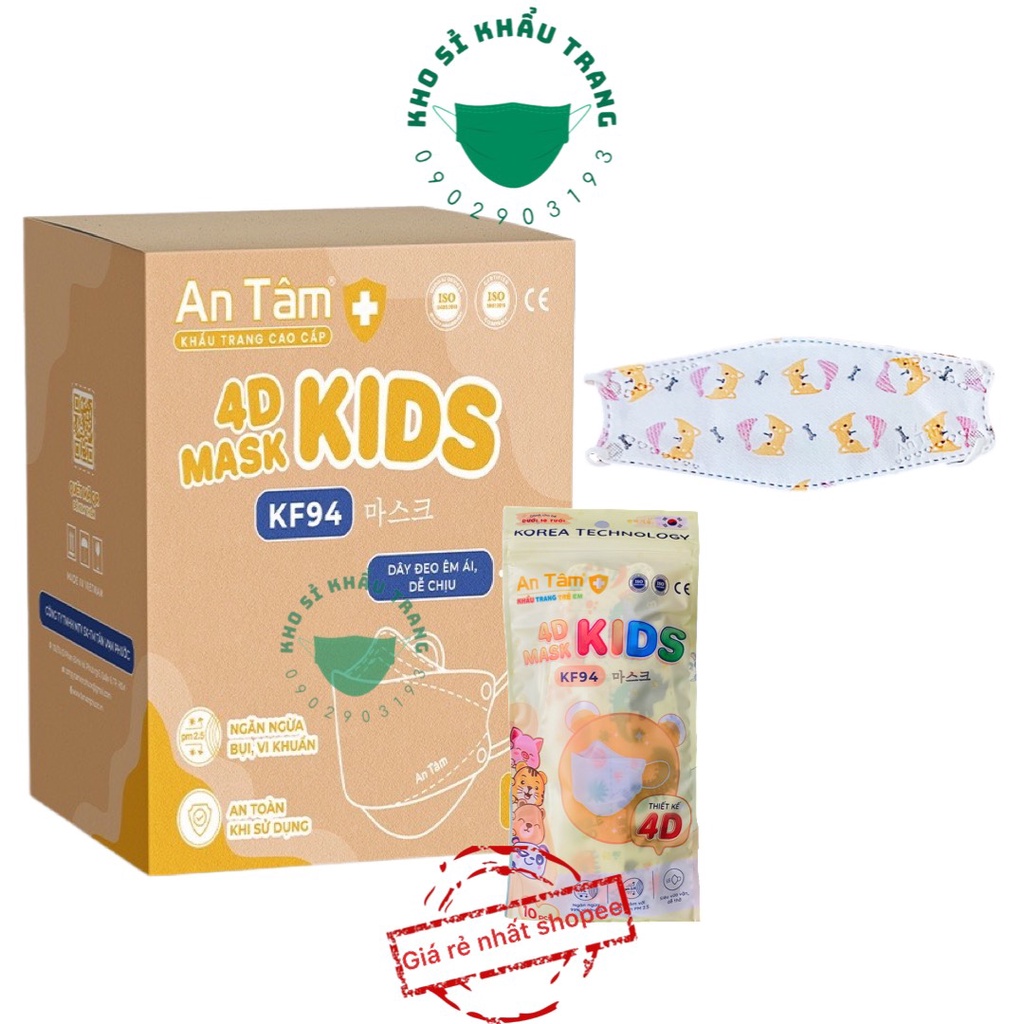 Nguyên thùng 300 cái khẩu trang KF94 kids An Tâm