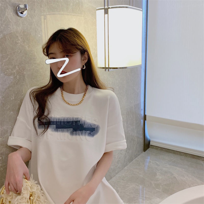 Áo thun BH cotton tay ngắn dáng rộng in họa tiết thời trang phong cách Hàn Quốc 2021