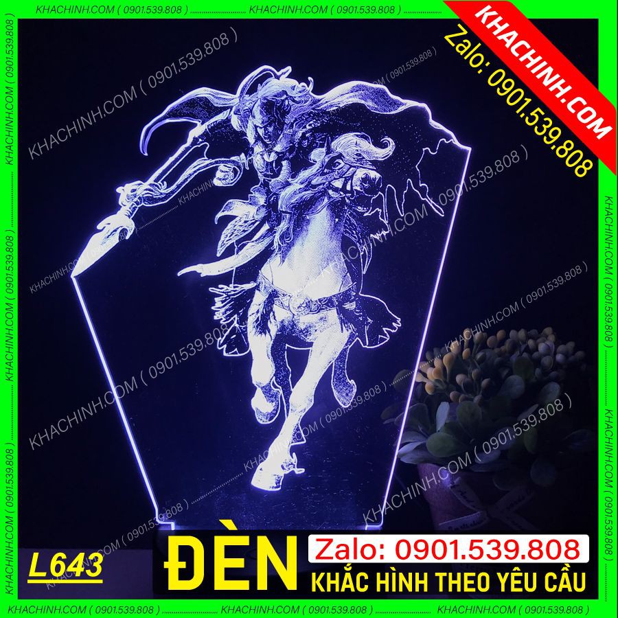 Đèn khắc hình Gundam Triệu Vân - Gundam Triệu Tử Long Zhao Yun - Tam Quốc L0643 Mẫu L0643-R có Remote thay đổi 16 màu