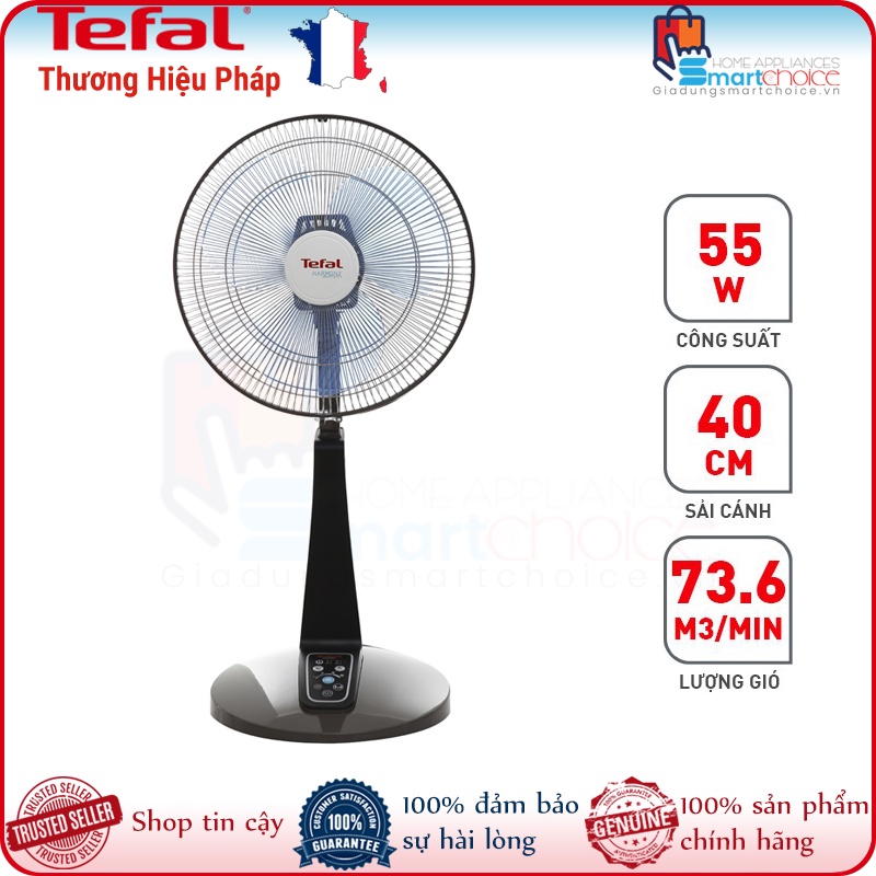 Quạt lửng Tefal VF3629-71 - Nâu, 15.75 inches, 4 tốc độ, điều khiển từ xa, hẹn giờ 2 giờ