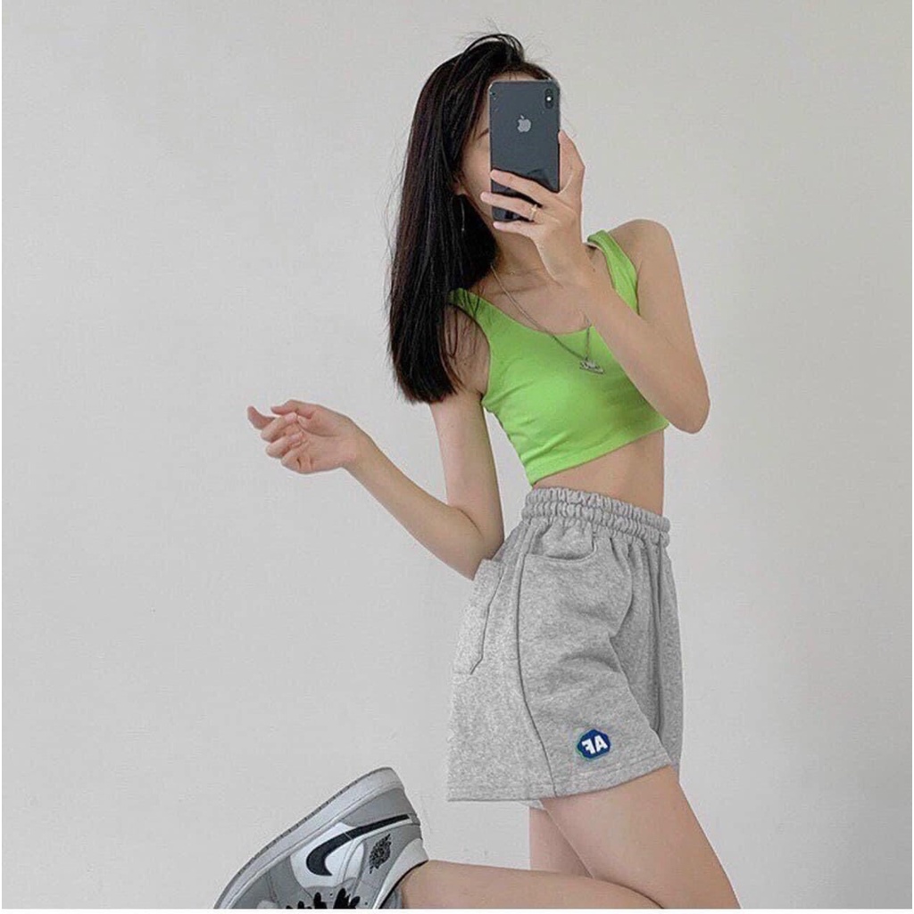 Quần short nữ UNISEX set quần FA gồm 3 chiếc chất thun màu đen/ trắng/ xám hình thật video thật