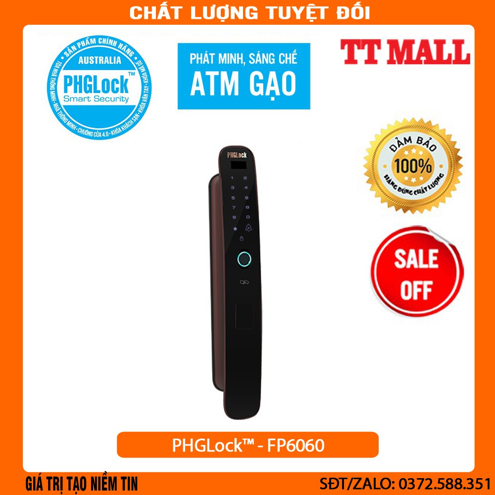 Khóa vân tay,mã số,thẻ từ cho cửa gỗ PHGLock™ - FP6060 chính hãng bảo hành 24 tháng .