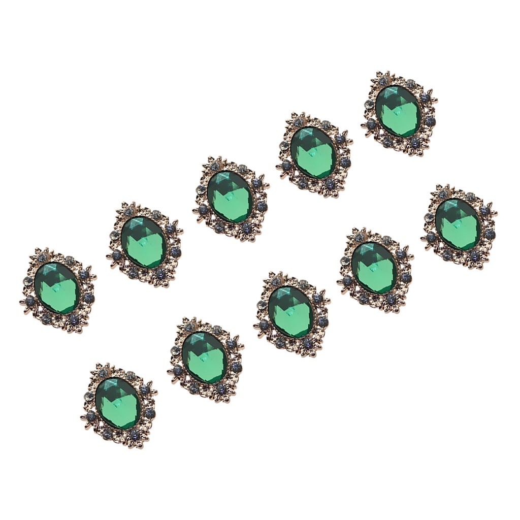 Set 61 10 Nút Thắt Lưng Dẹt Đính Đá Pha Lê Cabochon Màu Vàng