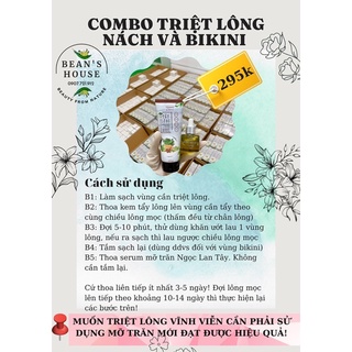 Combo triệt lông từ đầu đến chân (Kem tẩy lông thảo dược, Mỡ trăn nguyên chất, Serum Ngọc Lan Tây)
